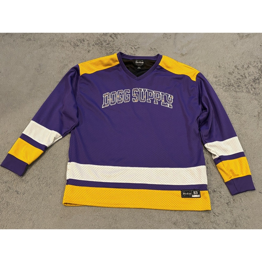 Snoop Dogg #93 Dogg Supply Purple Gold Mens Medium Hockey Jersey Hip Hop